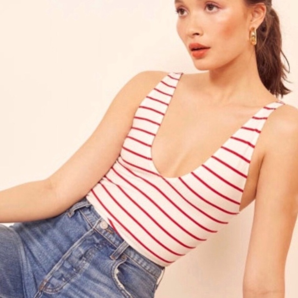 REFORMATION Maui tank Red & White striped